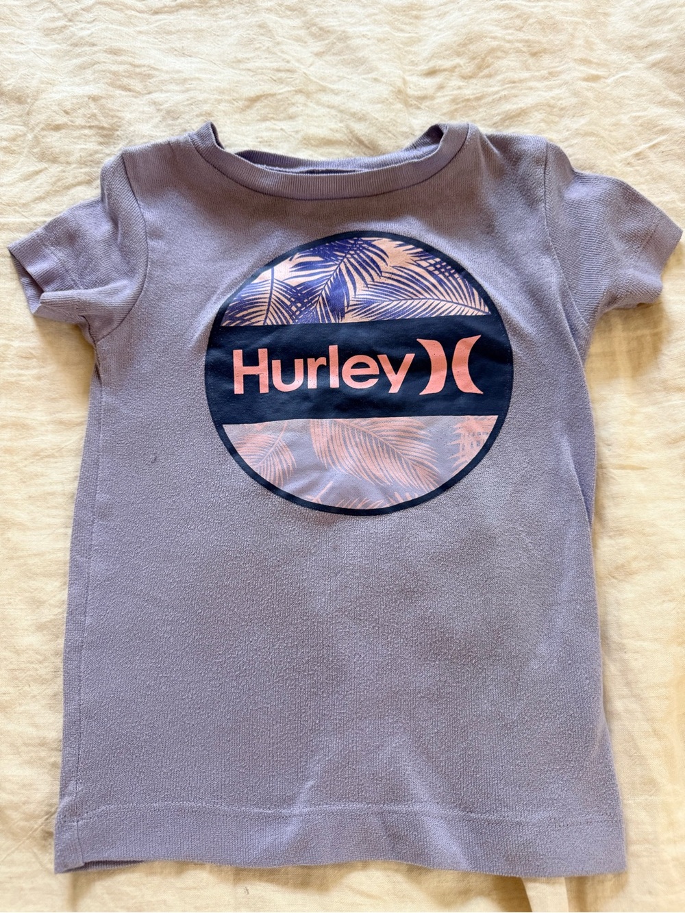 Hurley Lavender Short-Sleeve Logo Tee with Pink & Navy Graphic